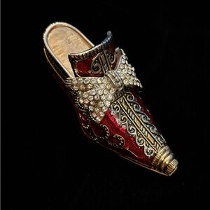 Elegant Red Embellished Women's Shoe trinket box